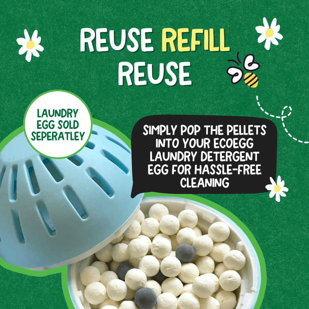 Enzyme Laundry Egg Detergent Refill Pellets – Sensitive Skin, Aquatic-Friendly, Vegan Formula