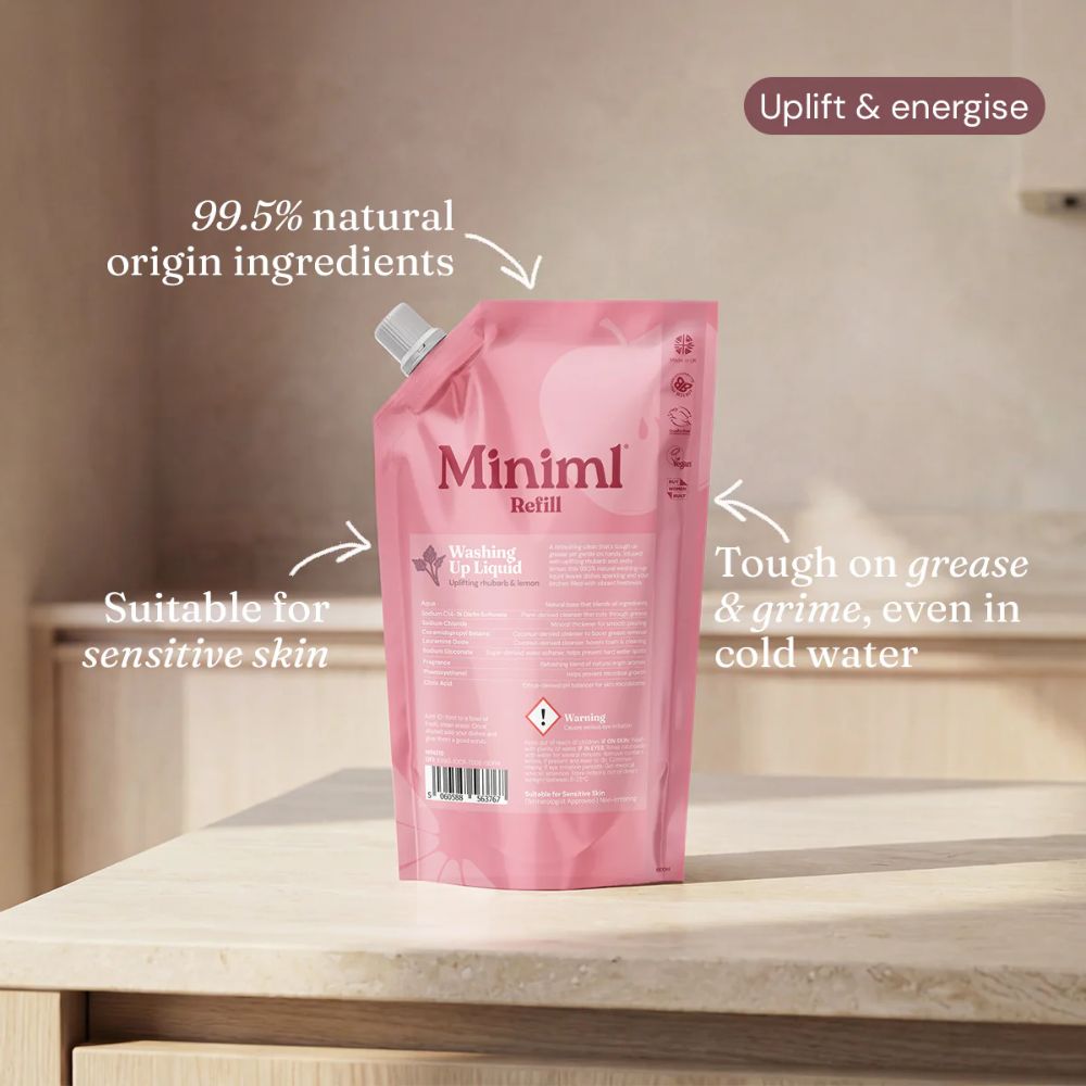 Wild Rhubarb + Lemon Washing Up Liquid 1L Refill | Powerful and Gentle