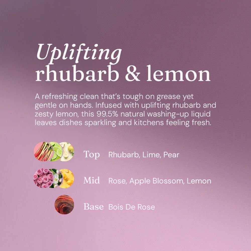 Wild Rhubarb + Lemon Washing Up Liquid 1L Refill | Powerful and Gentle